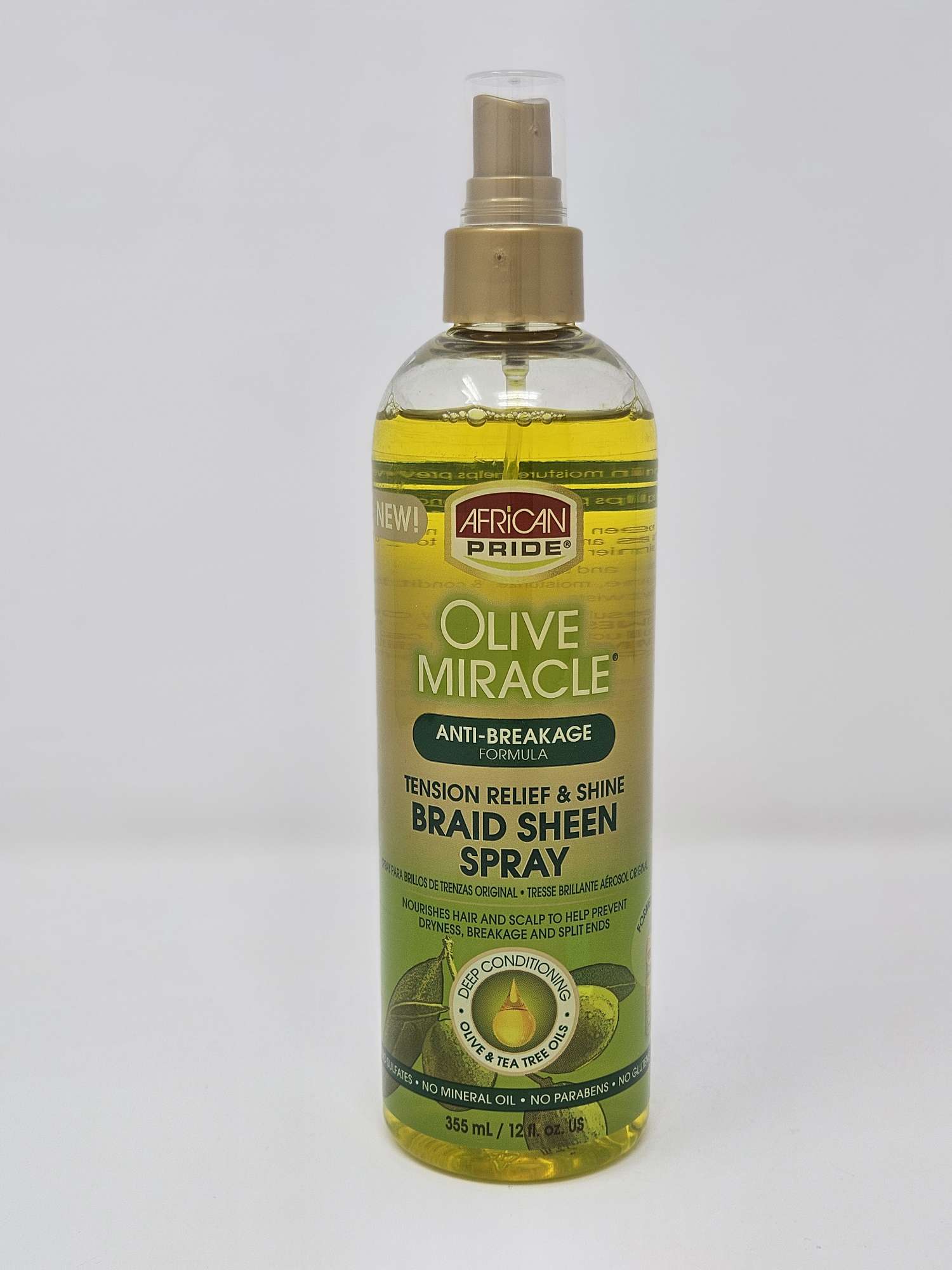 African Pride Olive Miracle Tension Relief & Shine Braid Sheen Spray - 12oz