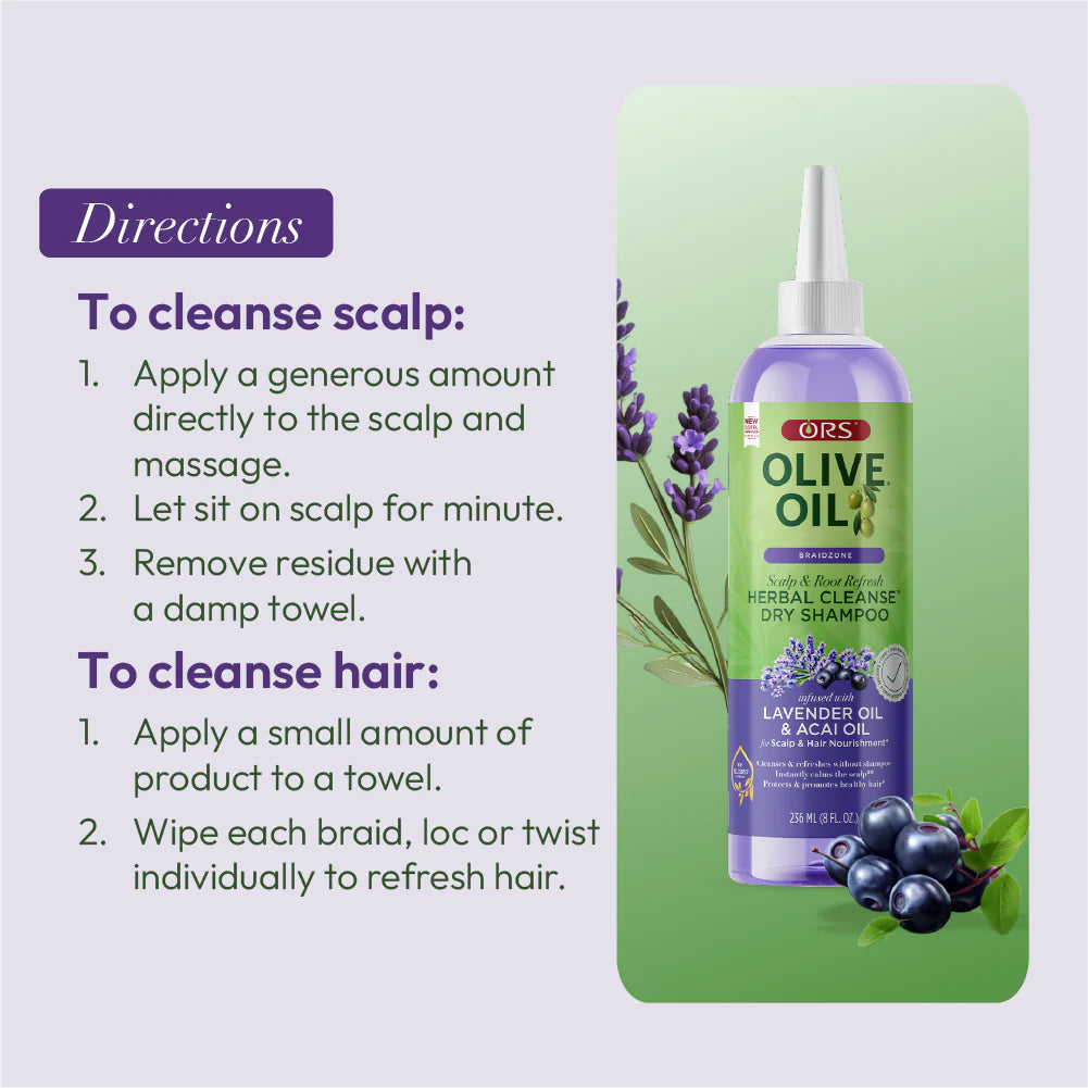 ORS Olive Oil Braidzone Herbal Cleanse Dry Shampoo for Scalp & Hair Nourishment - 8oz