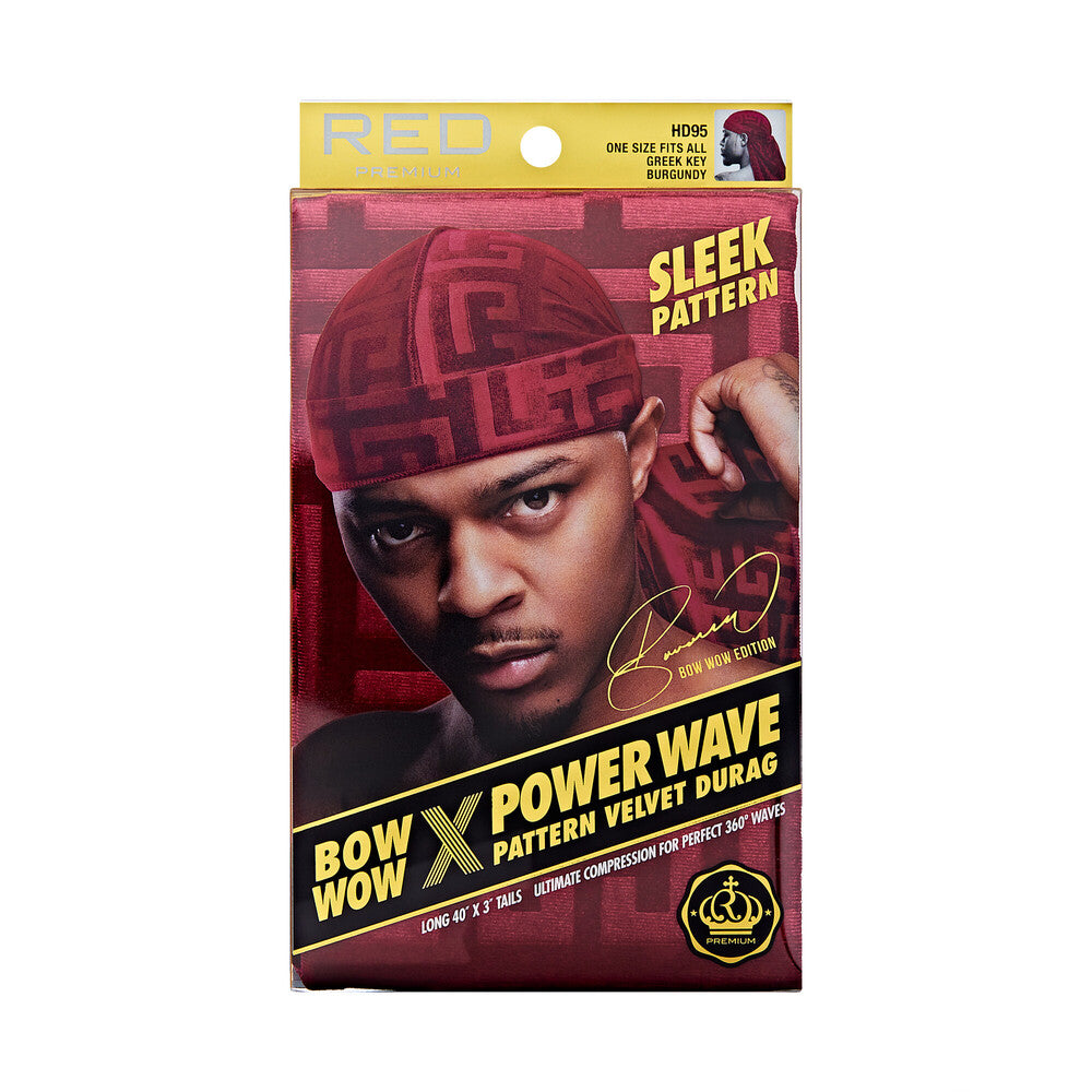 Red by Kiss BOW WOW X Powerwave Pattern Velvet Durag