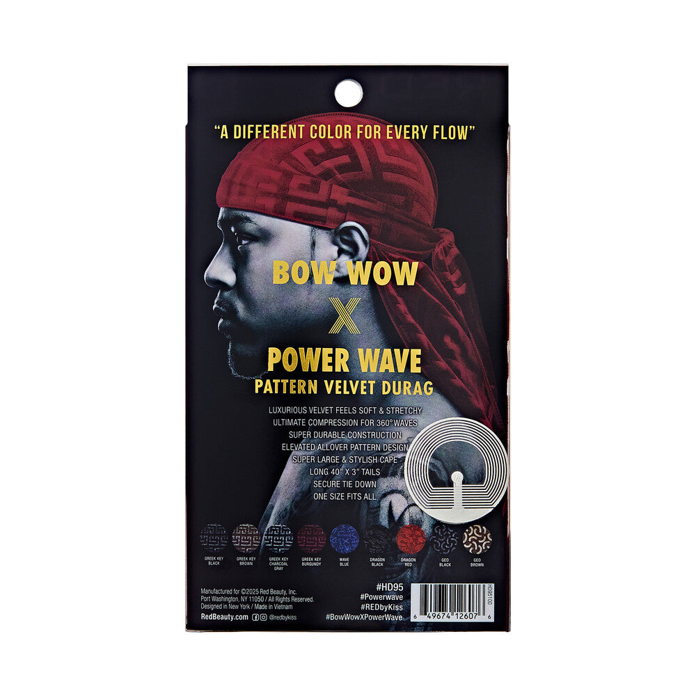 Red by Kiss BOW WOW X Powerwave Pattern Velvet Durag