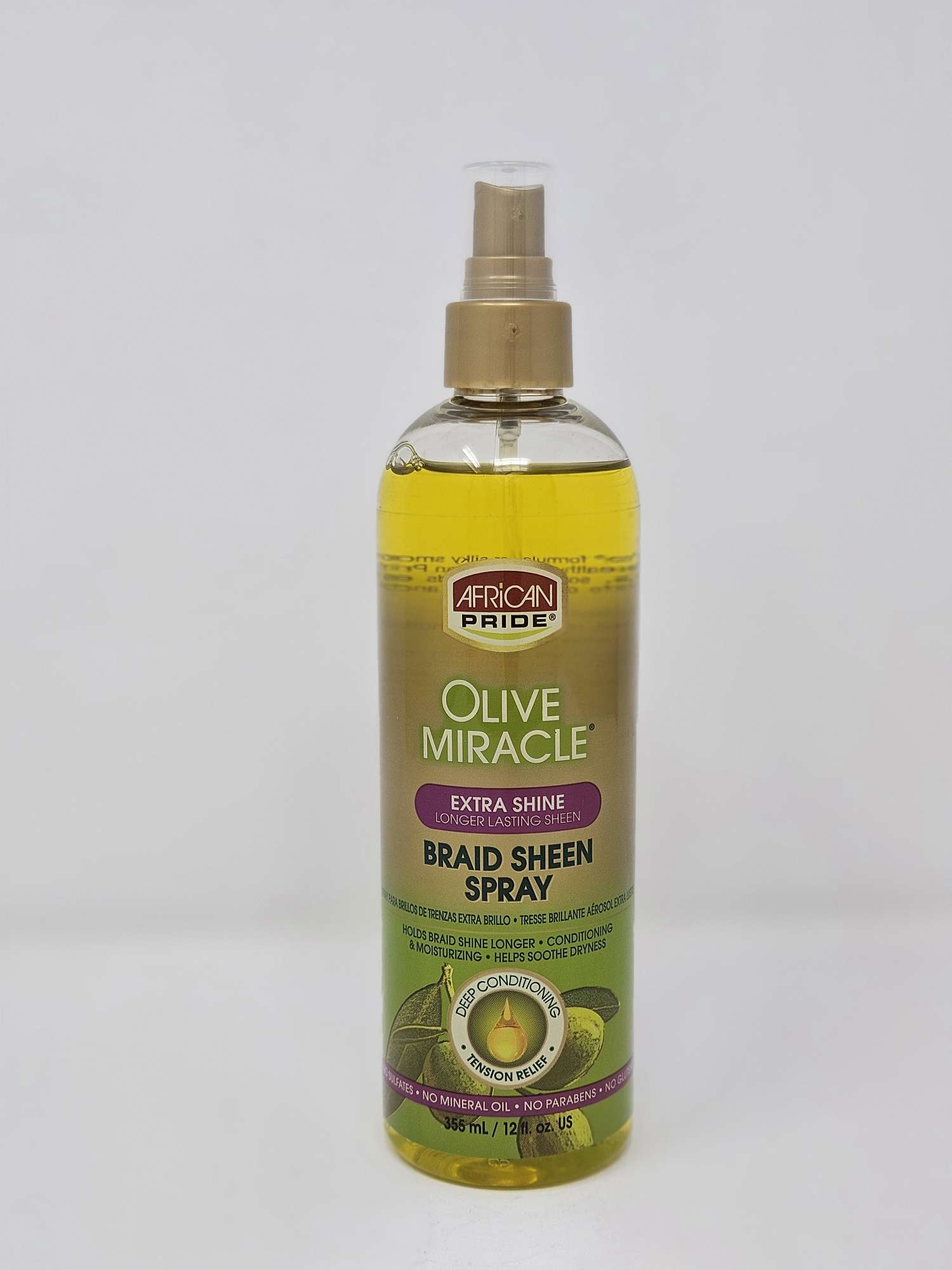 African Pride Olive Miracle Extra Shine Braid Sheen Spray - 12oz