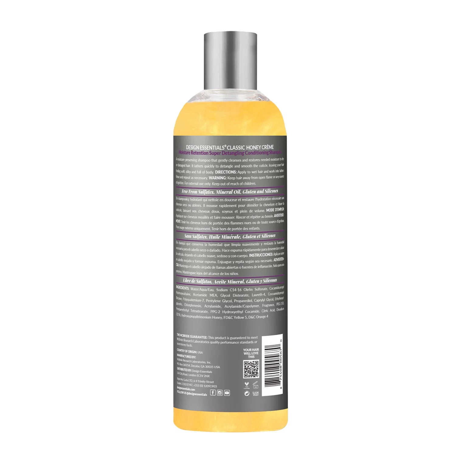 Design Essentials Honey Creme Moisture Retention Detangling Conditioning Shampoo - 12oz