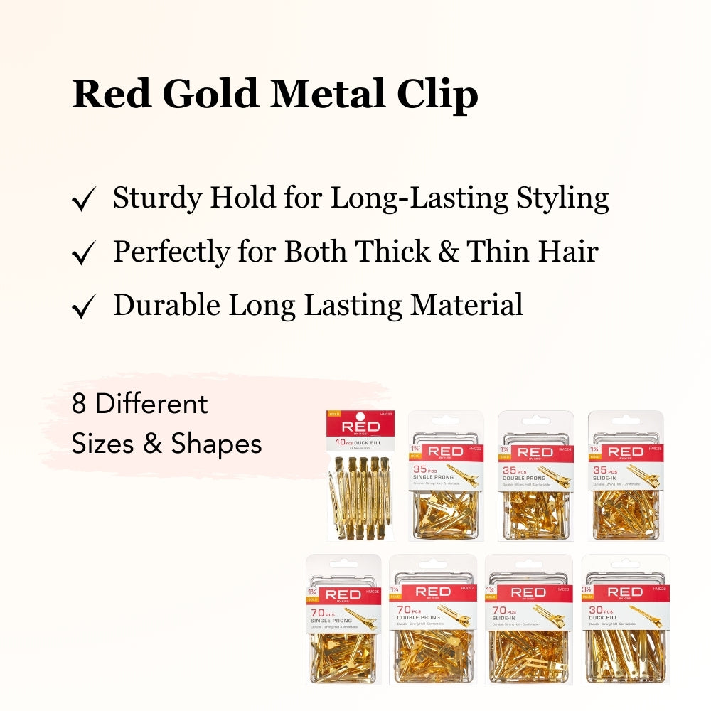 Red by Kiss Gold Double-Prong Clips 1 3/4" - 35pcs