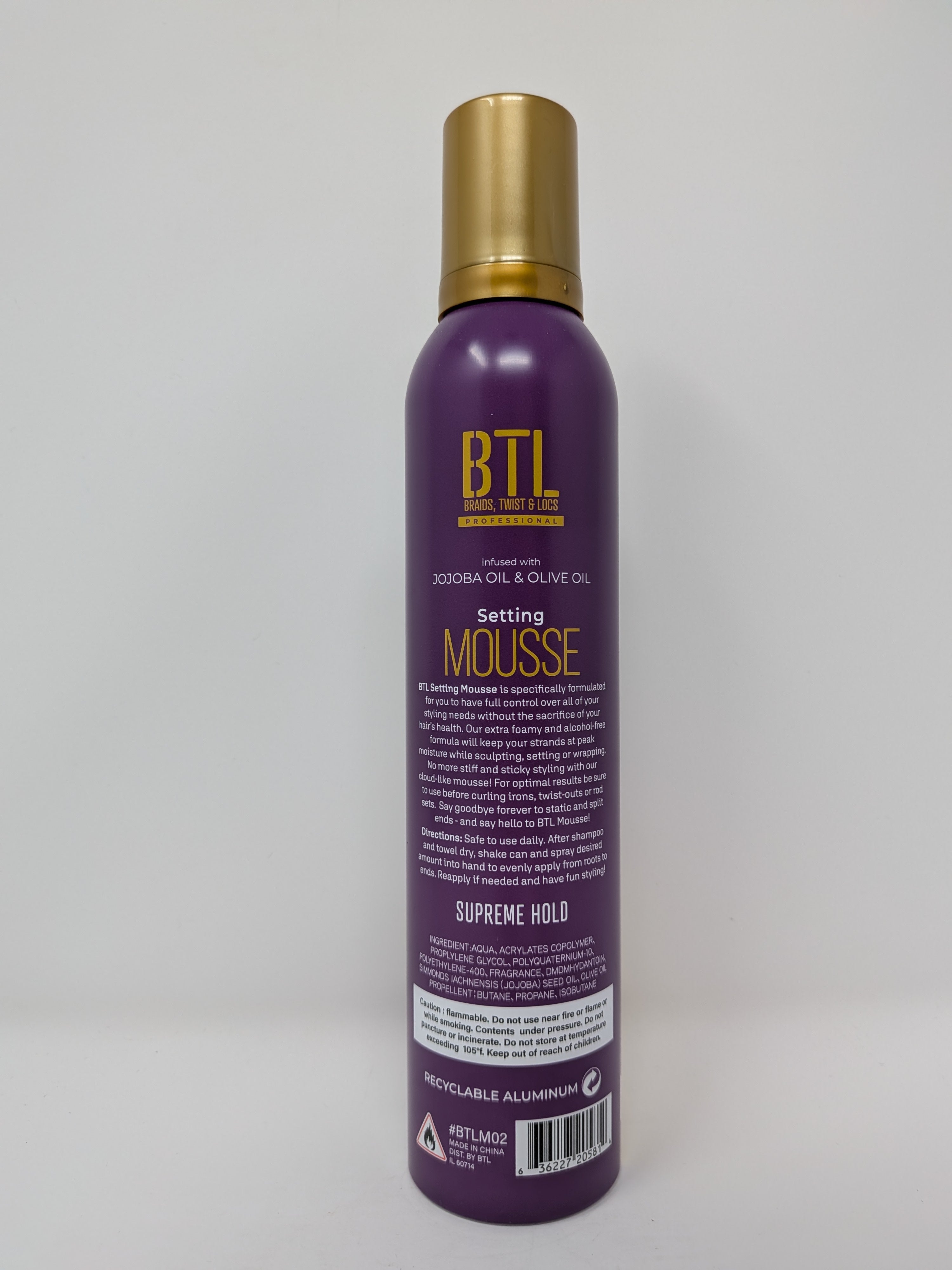 BTL Professional Supreme Hold Setting Mousse w/Jojoba Oil & Olive Oil - 12oz
