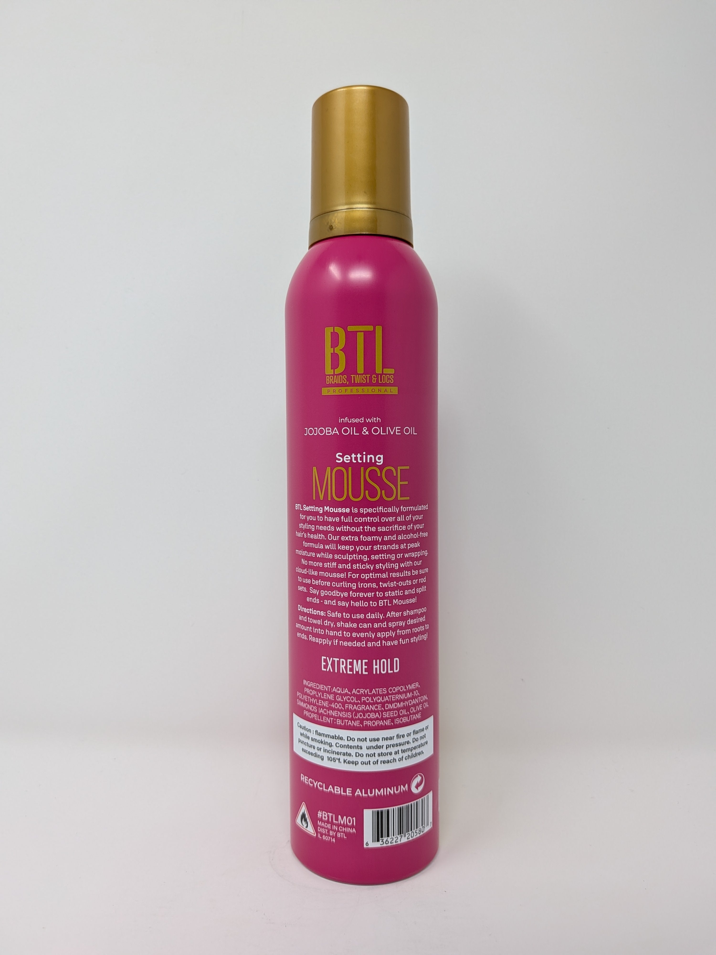 BTL Professional Setting Mousse Extreme Hold w/Jojoba Oil & Olive Oil - 12oz