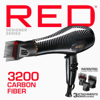 RED by Kiss Designer Series Detangler Dryer with 3 Styling Attachments
