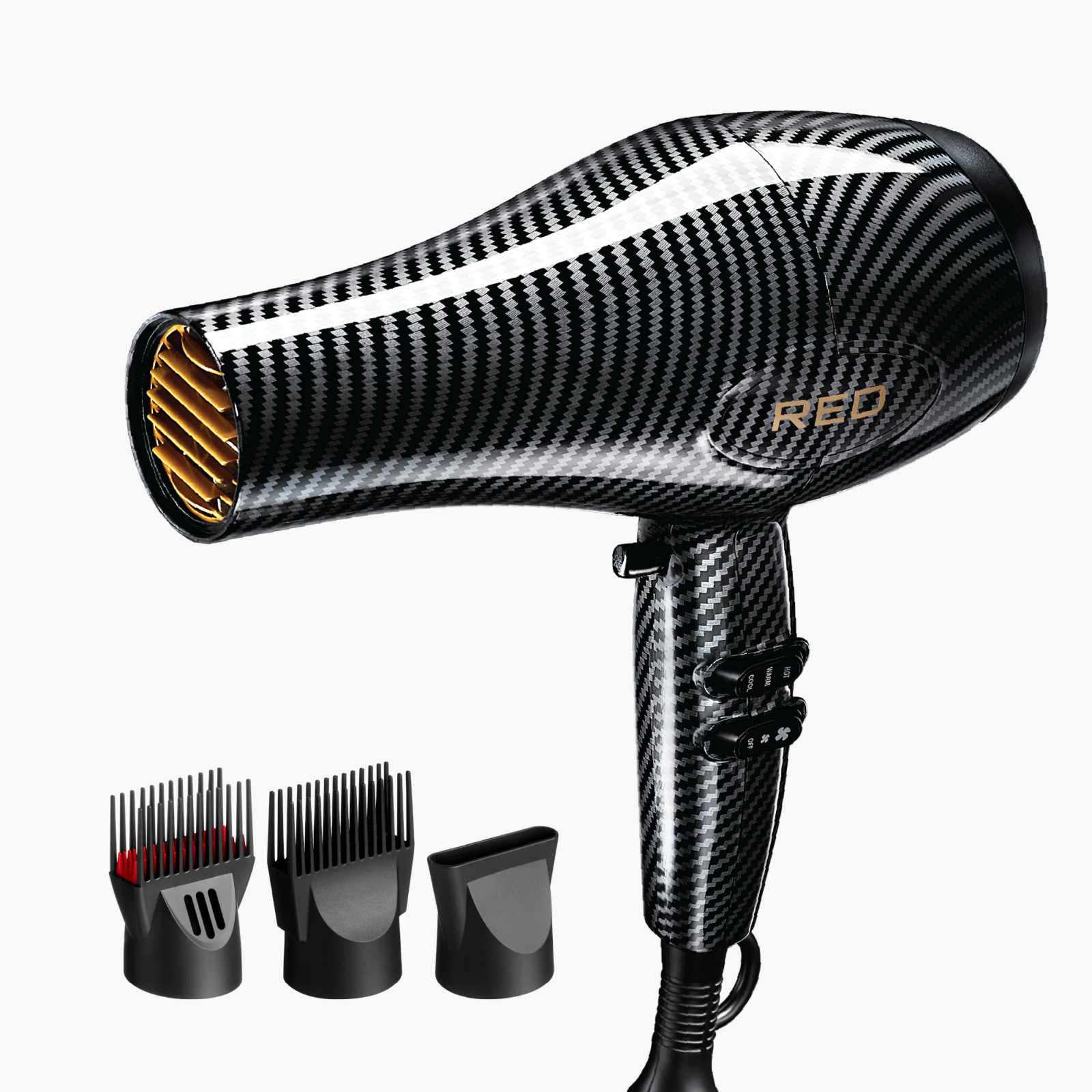 RED by Kiss Designer Series Detangler Dryer with 3 Styling Attachments