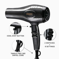 RED by Kiss Designer Series Detangler Dryer with 3 Styling Attachments