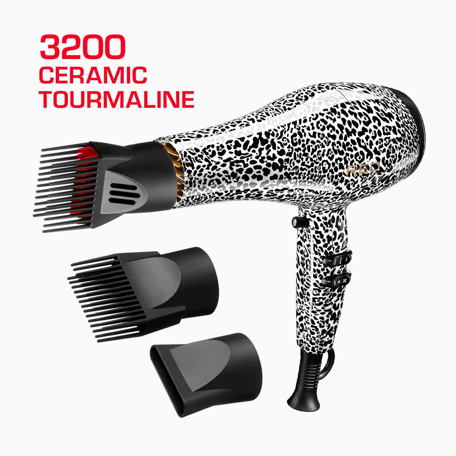 RED by Kiss Designer Series Detangler Dryer with 3 Styling Attachments