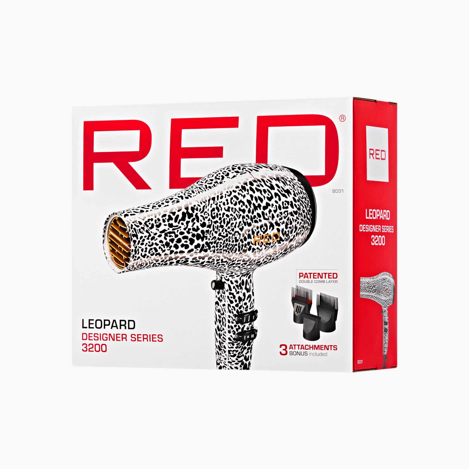 RED by Kiss Designer Series Detangler Dryer with 3 Styling Attachments