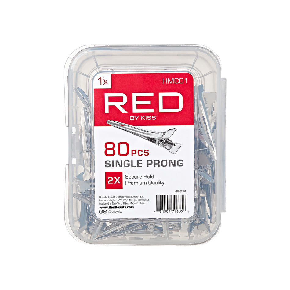 RED BY KISS 80PCS - 1 3/4” - SINGLE PRONG #HMC01