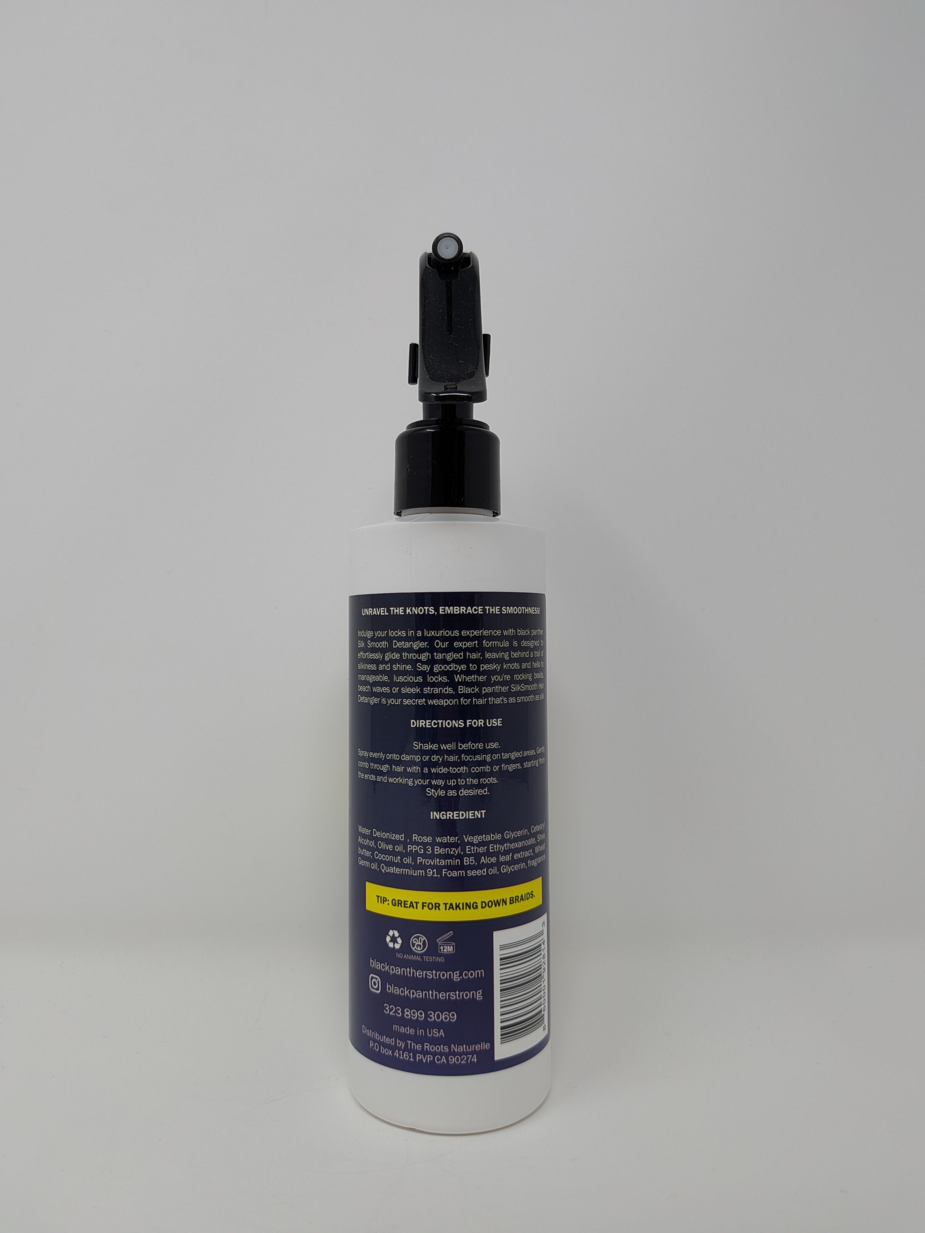 Black Panther Knot Free Detangler with Rose Water - 8oz